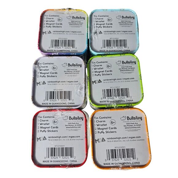 Rainbow High Tins Full Set Of All Six Contains 1 charm, 1 Wristlet, 2 Mag Card - Picture 7 of 8